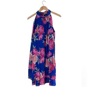 I.N.C | Blue multi summer flowy sleeveless floral polyester midi dress s…